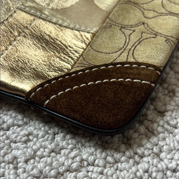 Coach Gold and Brown Patchwork Crossbody Bag - Picture 8 of 13